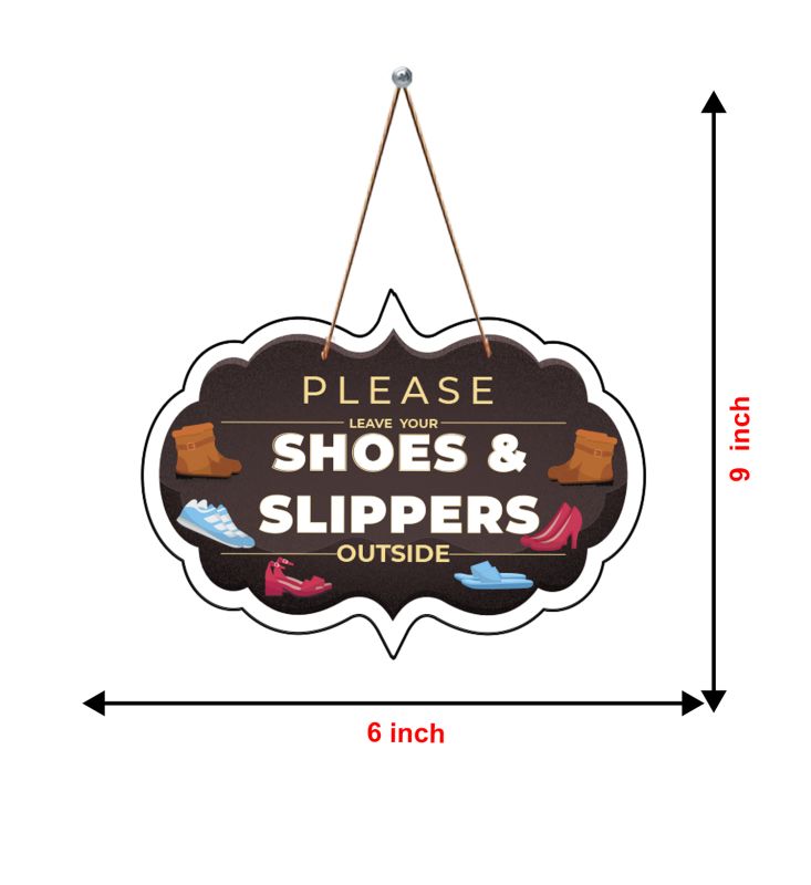 Please Leave Your Shoes & Slippers Outside Wall Hanging | Home & Office Decor | Wooden Wall Hanging for Home, Office, Shop and Clinic,Wooden Wall Sculpture